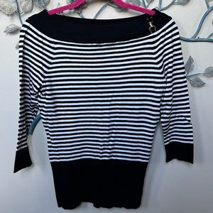 White House Black Market striped boatneck light sweater Small